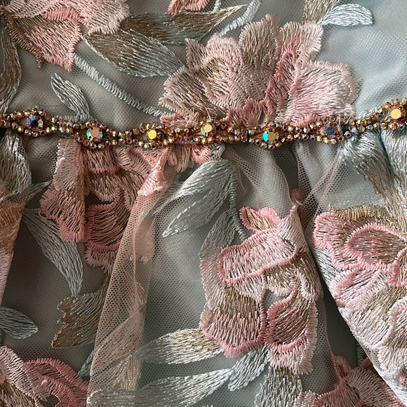 Girls Rare Editions Green Lace Floral Party Dress Sz 5 - Picture 12 of 13